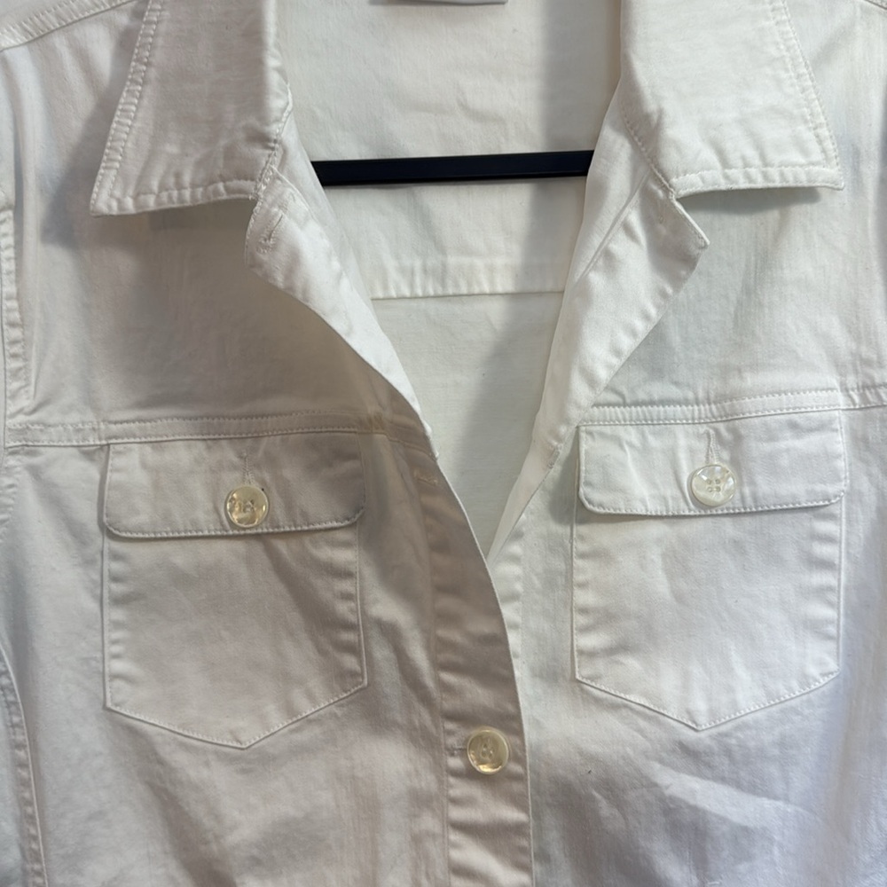 Women's White Denim Jacket - Picture 3 of 5